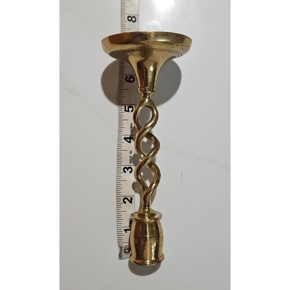 Vintage Brass Barley Twist Candlestick Holder Open Spiral Taper Candle Stand